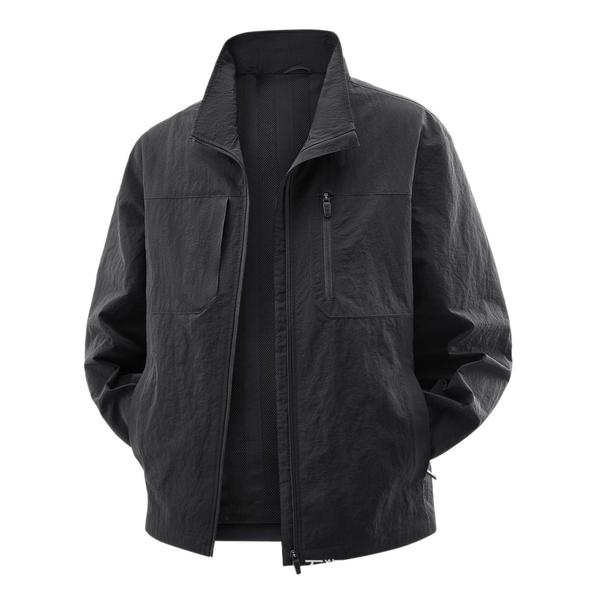 Men's Lightweight Field Utility Jacket with Mesh Lining, Stand-Up Collar and Zipper Pockets Fashion Glam
