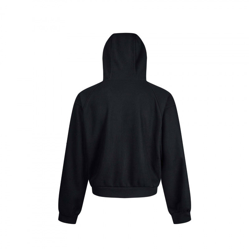 Unisex Short Hoodie Zip Pullover made of French Terry with Raglan Sleeves and Hidden Side Pockets Fashion Glam