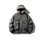 Men's Insulated Winter Bomber Jacket with Hood and Faux Fur Trim Fashion Glam