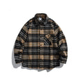 Unisex Boxy Overshirt Jacket made of soft wool blend with check pattern and patch chest pocket Fashion Glam