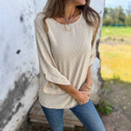 Ladies blouse with textured dot pattern and three-quarter sleeves Fashion Glam