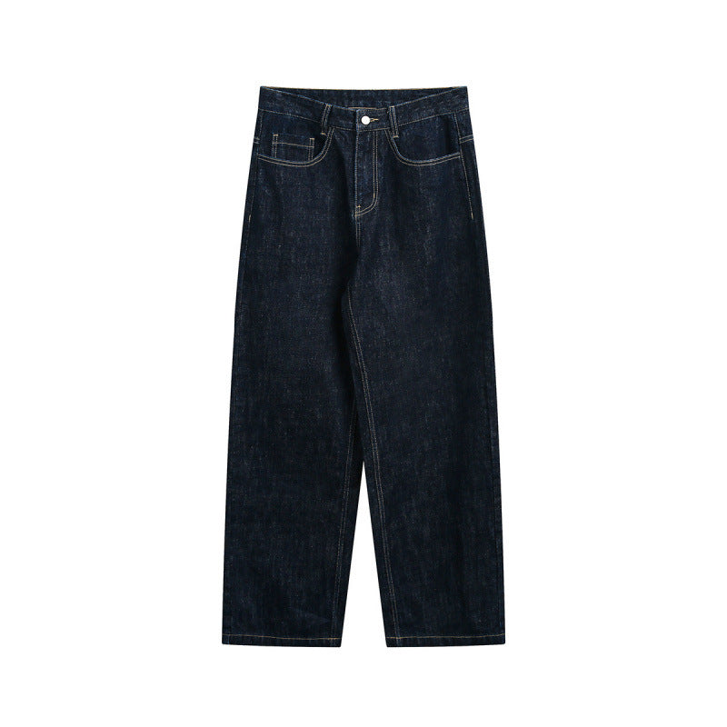 Women High-Waist Straight-Leg Raw-Denim Jeans with Relaxed Fit and Five-Pocket Design Fashion Glam