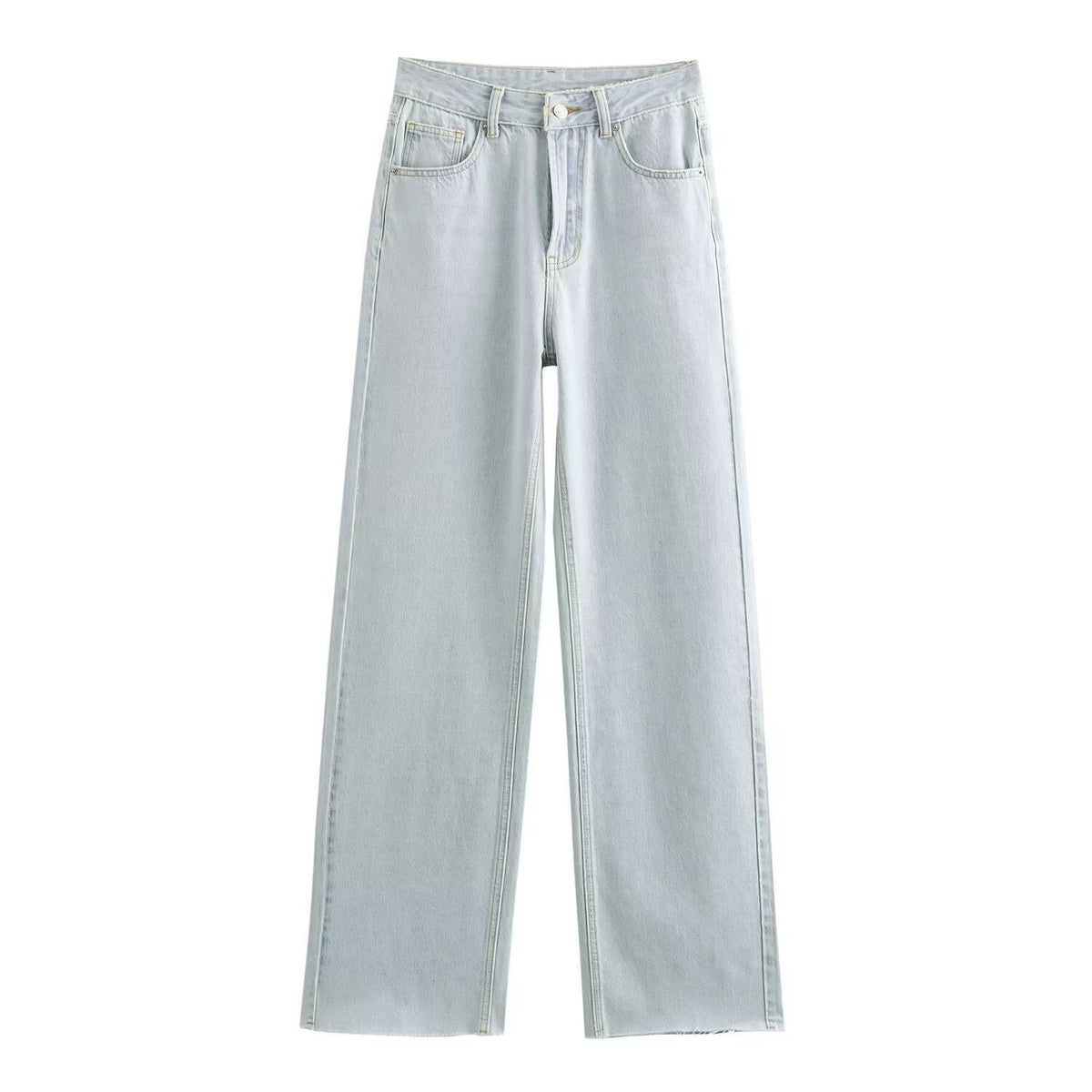 Women's high-waisted wide-leg jeans with wide leg and vintage wash Fashion Glam
