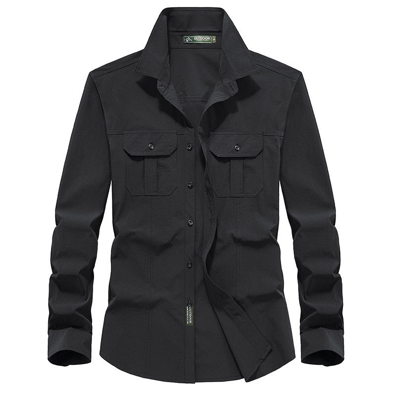 Men's Lightweight Utility Overshirt made of Cotton Blend with Chest Pockets and Relaxed Fit Fashion Glam