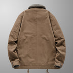 Men's insulated canvas work jacket with sherpa lining and shirt collar Fashion Glam