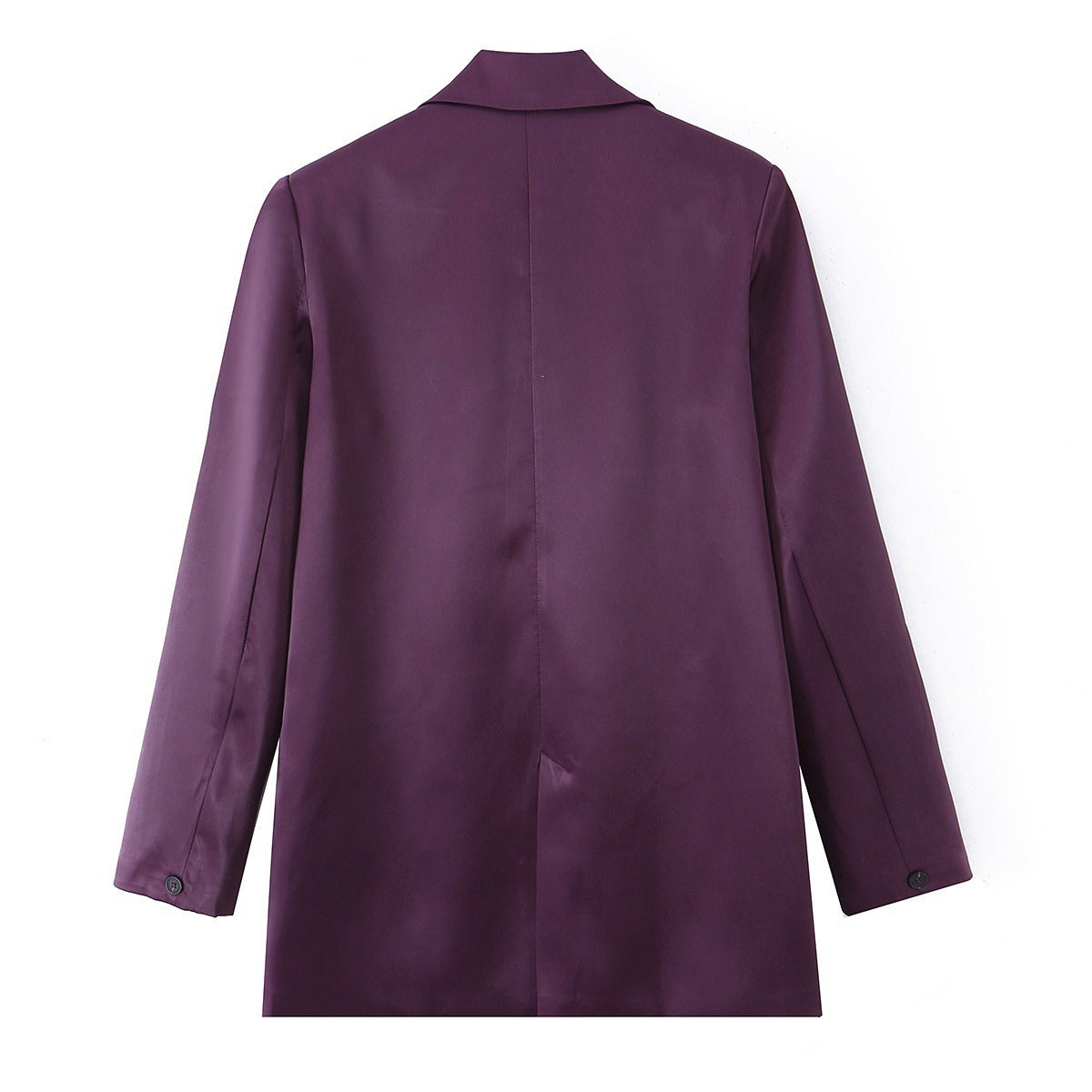 Women's Double-Breasted Satin Blazer with Notched Lapels and Flap Pockets Fashion Glam