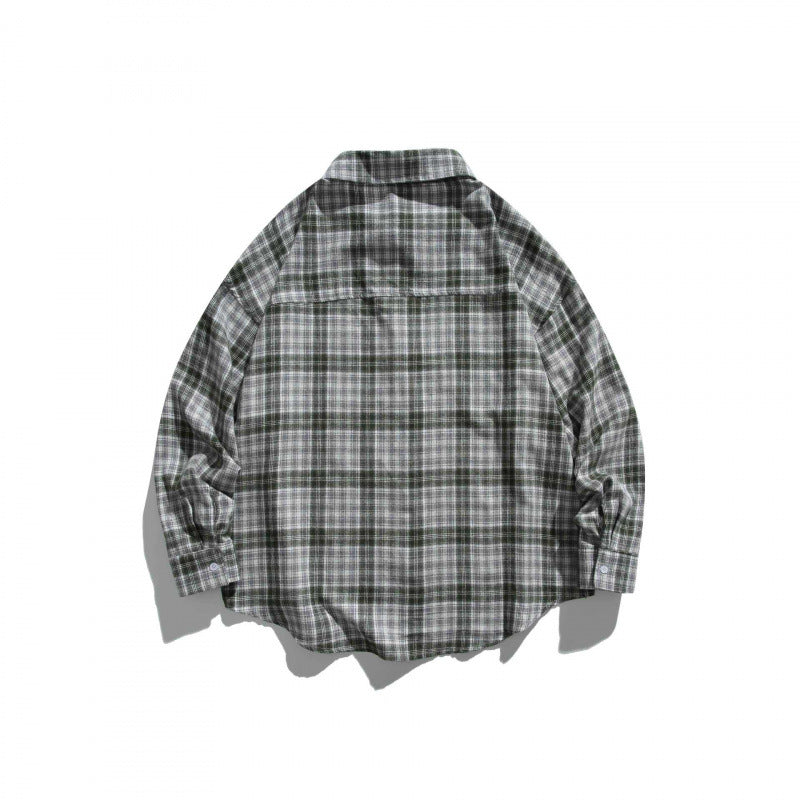 Unisex Oversize Check Shirt Jacket in Boxy Cut with Chest Pocket and Rounded Hem Fashion Glam