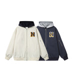 Men's college bomber jacket in oversized style with hood insert and logo patch Fashion Glam