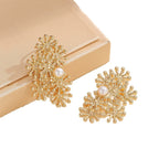 Women’s ear clips with elaborate flower design and pearl accent Fashion Glam