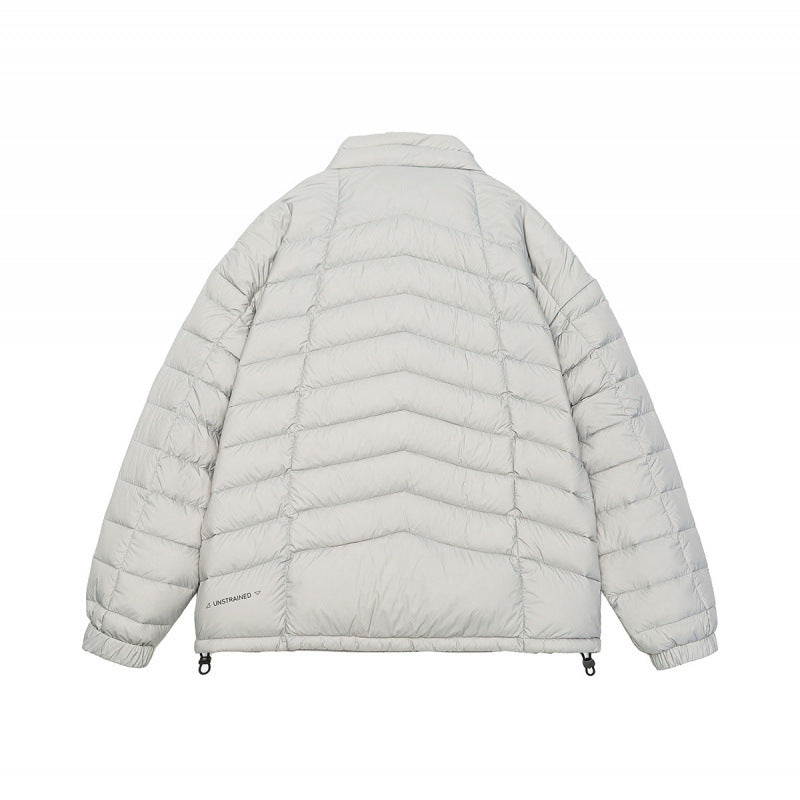 Unisex Short Boxy Insulation Jacket with Light Thermal Padding, High Stand-Up Collar and Drawstring Hem Fashion Glam
