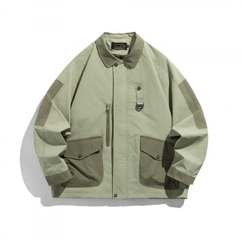 Unisex Oversize Utility-Field Jacket with patch pockets, contrast panels, and hidden zip placket Fashion Glam