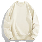 Men's Oversize Crew Neck Sweatshirt with Ribbed Cuffs and Dropped Shoulder Cut Fashion Glam