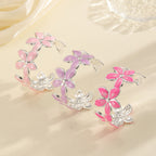 Ladies Open Bangle with Artistic Flower Design Fashion Glam