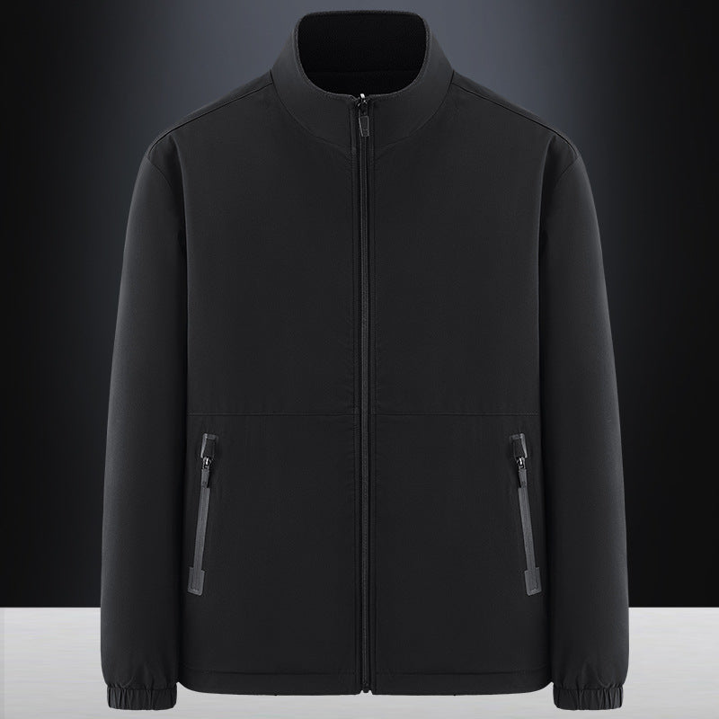 Men's minimalist technical all-weather softshell jacket with stand-up collar and water-repellent zippers Fashion Glam