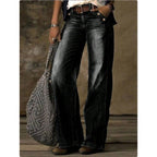 Women's Wide Vintage Jeans with High Waist and Used Wash Fashion Glam