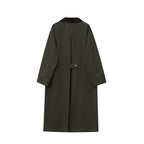 Women's long waterproof parka coat with cord collar and snap button placket Fashion Glam