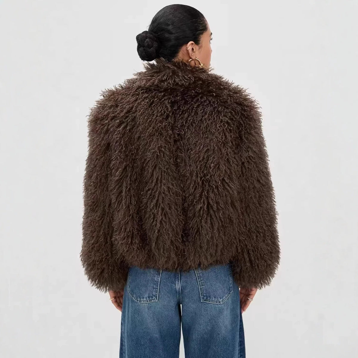 Women's short shaggy faux fur blazer with dense high pile Fashion Glam
