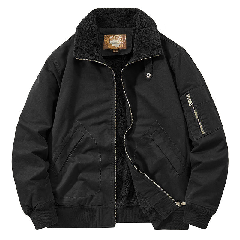 Men's teddy-lined pilot bomber jacket with sherpa lining and arm pocket Fashion Glam