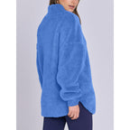 Women Fluffy Oversized Sherpa Pullover with Half Zip and Kangaroo Pockets Fashion Glam