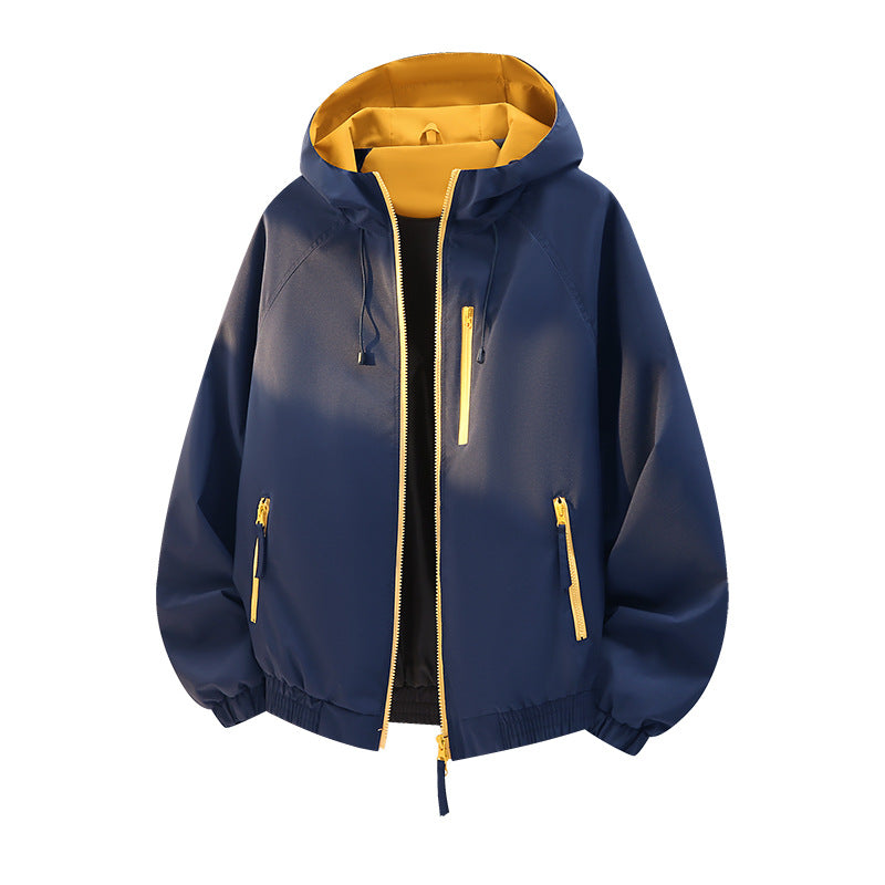 Women's lightweight hooded shell jacket in urban look with contrasting lining, zippered pockets, and elastic hem Fashion Glam