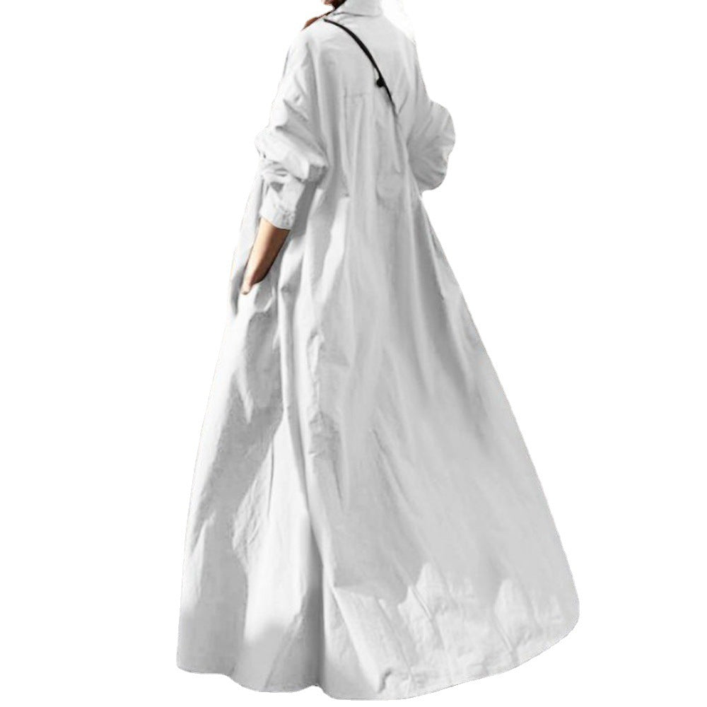 Women's Oversized Shirt Dress in A-Line with Shirt Collar Fashion Glam
