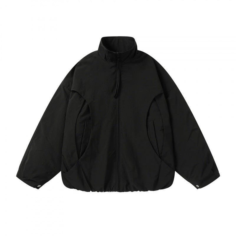 Unisex Lightweight technical blouson with stand-up collar, full-length zipper and drawstring hem Fashion Glam