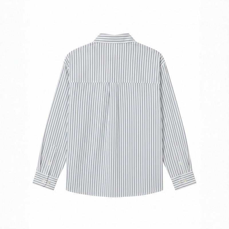 Unisex Oversize Stripe Shirt with Doodle Print, Chest Pocket and Shirt Collar Fashion Glam