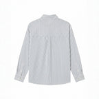Unisex Oversize Stripe Shirt with Doodle Print, Chest Pocket and Shirt Collar Fashion Glam