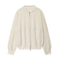 Women's Oversized Sweat Jacket with Two-Way Zipper and Ribbed Hem Fashion Glam