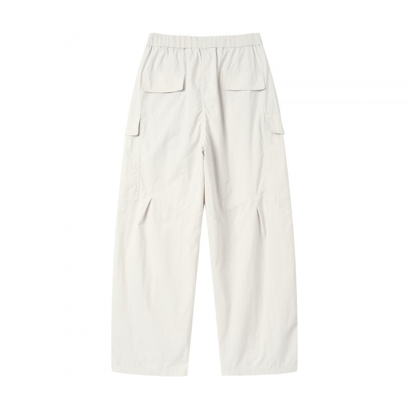 Unisex Wide Cargo Pants with Elastic Waistband, Drawstring and Patch Flap Pockets Fashion Glam