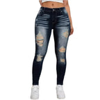 Women's high-waisted ripped skinny jeans with sculpting comfort waistband Fashion Glam