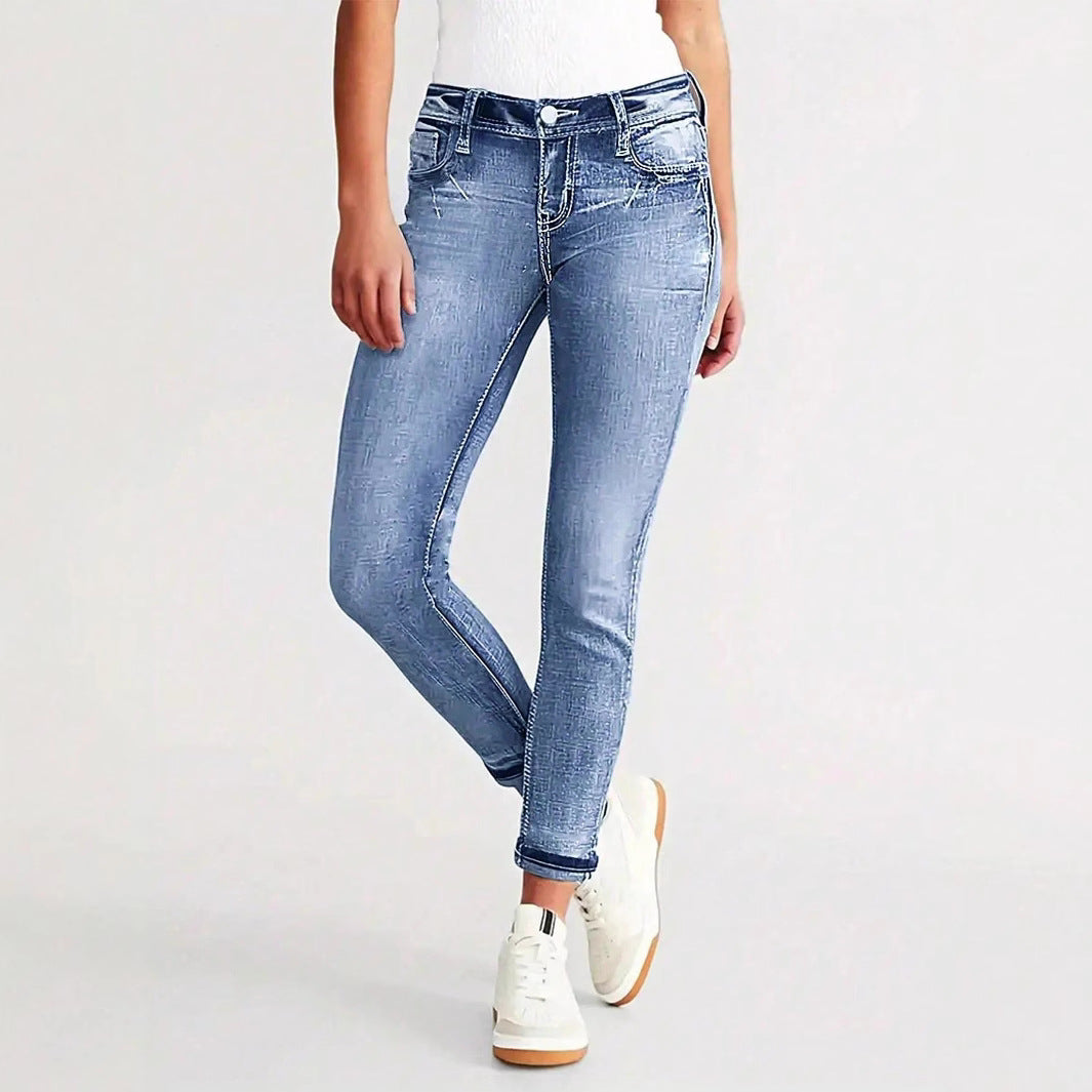 Women's Slim-Fit Stretch-Skinny-Jeans with Narrow Ankle Cuff and Five-Pocket Design Fashion Glam