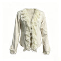 Women's short blazer with fringed shawl collar and decorative sleeve cuffs Fashion Glam