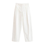 Women's high-waisted wide-leg trouser suit with pleats and crease Fashion Glam