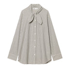 Ladies Checked Blouse Shirt with Bow Collar and Casual Fit Fashion Glam