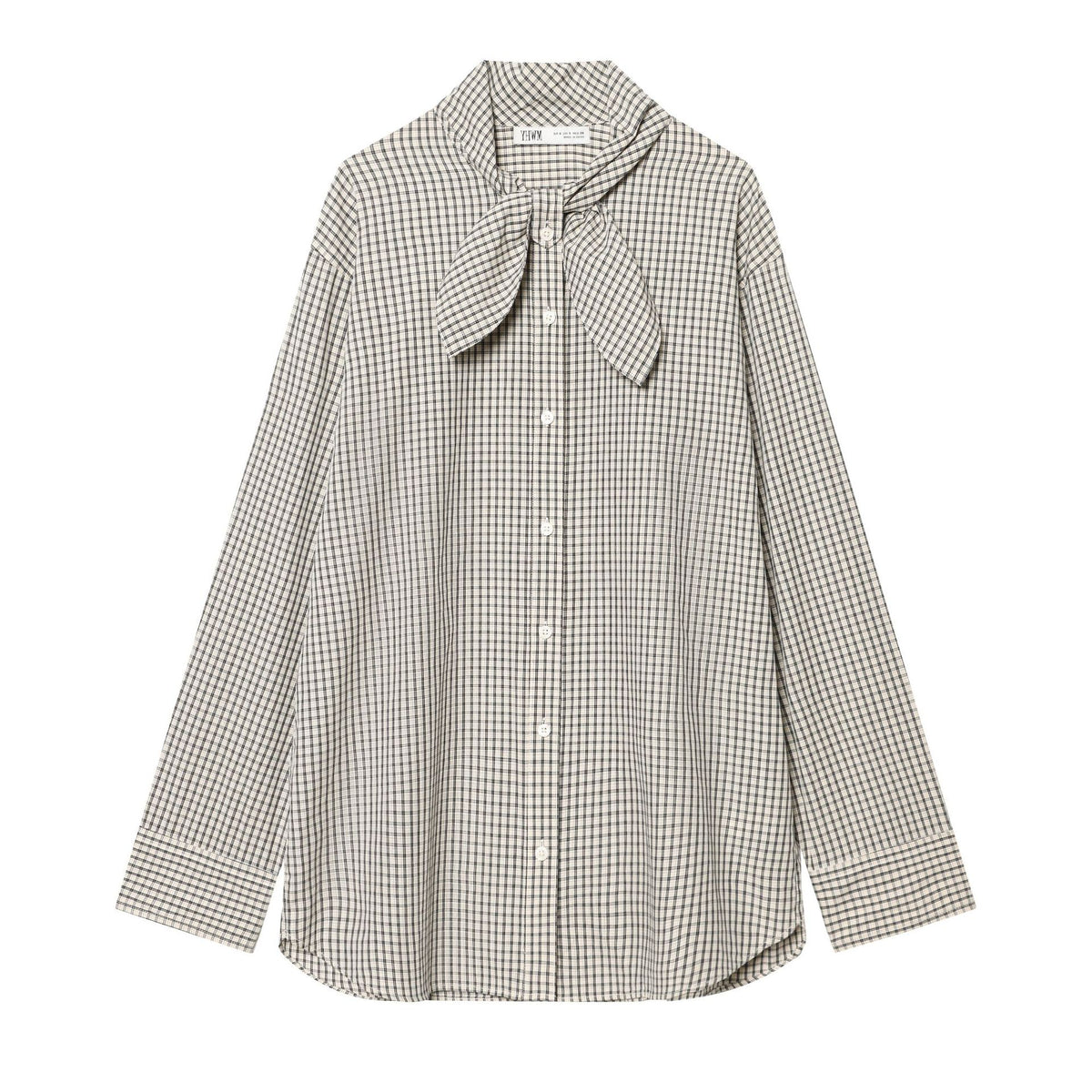 Ladies Checked Blouse Shirt with Bow Collar and Casual Fit Fashion Glam