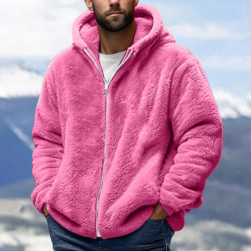 Men's Cozy Teddy Fleece Zip-Up Hoodie with Oversized Fit Fashion Glam