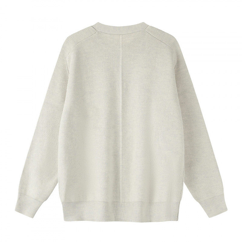 Unisex Boxiger Fine Knit Cardigan with Round Neck, Raglan Sleeves and Partial Button Placket Fashion Glam