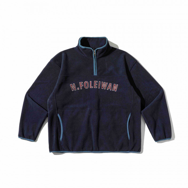 Unisex Oversized Fleece Pullover with Half Zip, Stand-Up Collar and Side Pockets Fashion Glam