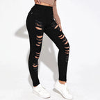Women's high-waisted super stretch jeans in skinny fit with pronounced destroy rips Fashion Glam