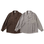 Unisex Oversized Lightweight Long Sleeve Shirt with Notched Collar, Chest Pocket and Boxy Silhouette Fashion Glam