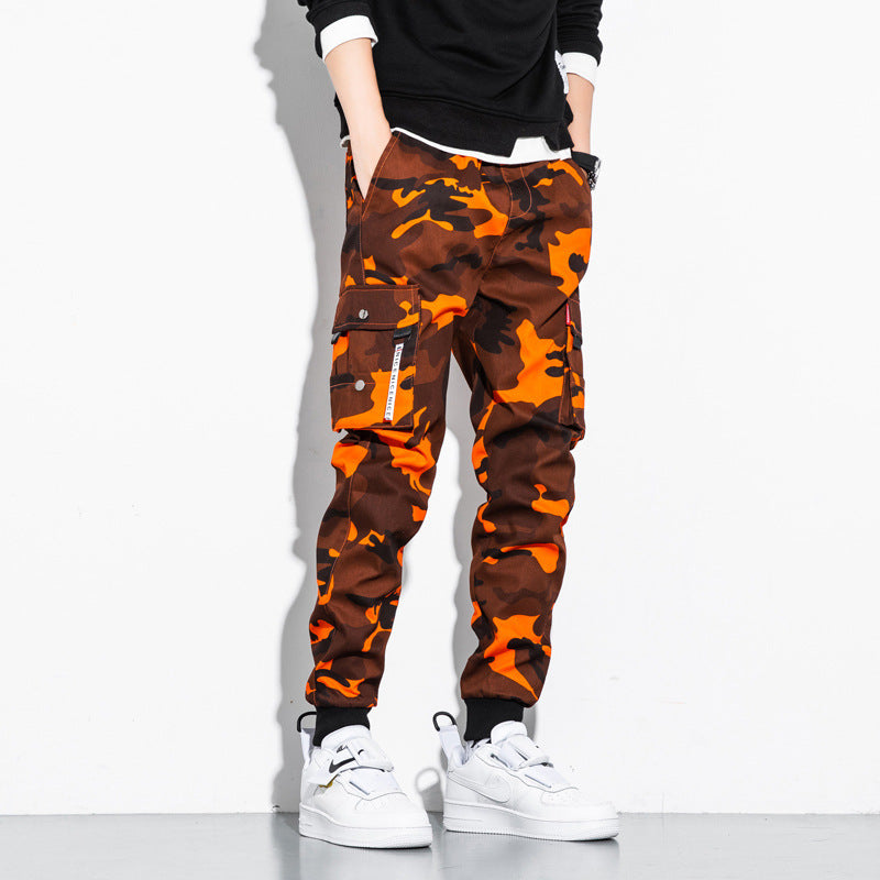 Men's Camouflage Cargo Jogging Pants with Tapered Cut, Elastic Waistband, and Multifunctional Pockets Fashion Glam