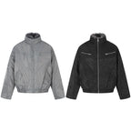 Men's short jacket in retro puffer style with high-closing faux fur collar and decorative wave quilting Fashion Glam