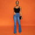 Ladies' high-waisted fitted flared jeans made of stretch denim with flared leg Fashion Glam