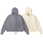 Unisex Knit Hooded Jacket with Textured Pattern and Full Zip Fashion Glam