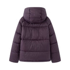 Women's short cut oversized quilted jacket with high collar and hood Fashion Glam