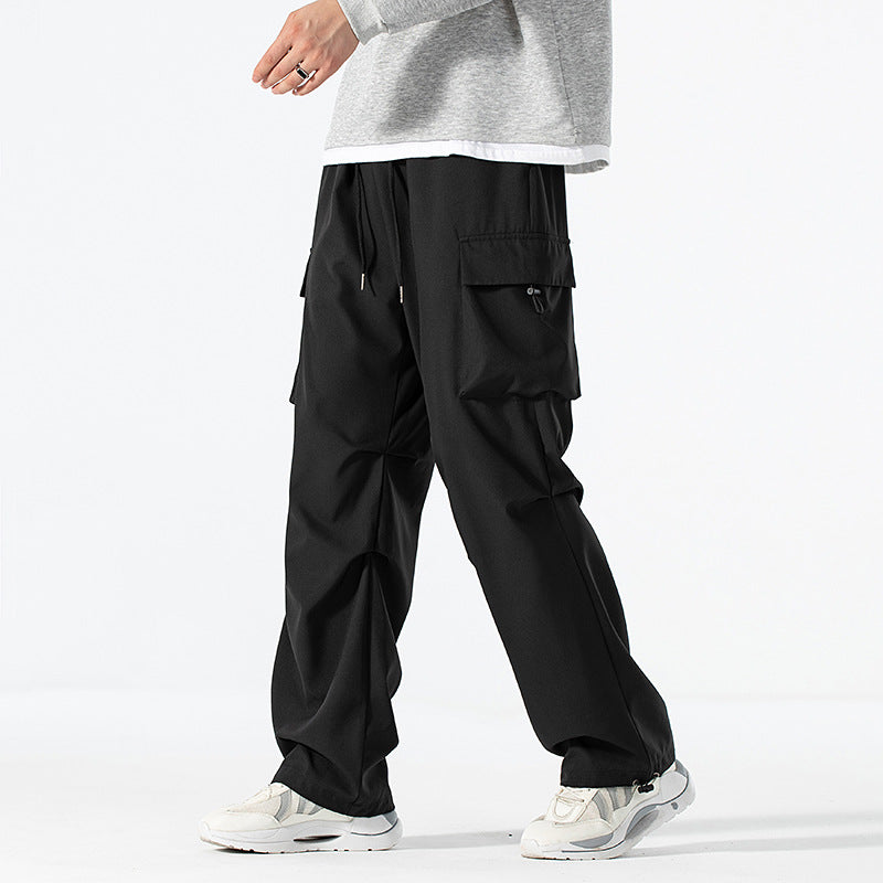 Men's Loose-Fitting Cargo Utility Pants with Drawstring Waist and Multiple Pockets Fashion Glam