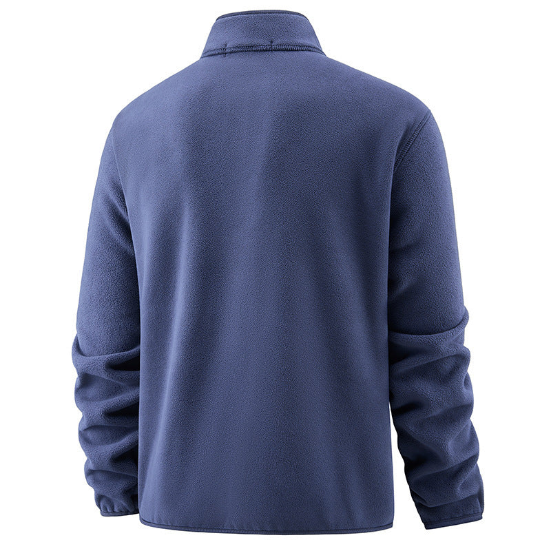 Men's Casual Thermal Fleece Sweater with Button Placket and Elastic Cuffs Fashion Glam