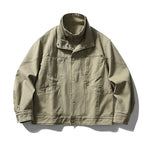 Men's Oversized Canvas Jacket with Stand-Up Collar, Snap Button Front and Concealed Zipper Interior Insert Fashion Glam