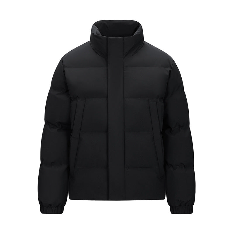 Men's Padded Quilted Jacket with High Stand-Up Collar and Concealed Zip Fashion Glam